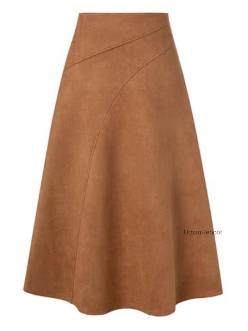 Women's High Waist A-Line Suede Midi Skirt Fall Winter